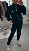 Women Stand-up Collar Zipper Jacket + Pants Casual Suit