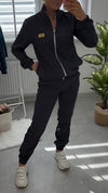 Women Stand-up Collar Zipper Jacket + Pants Casual Suit