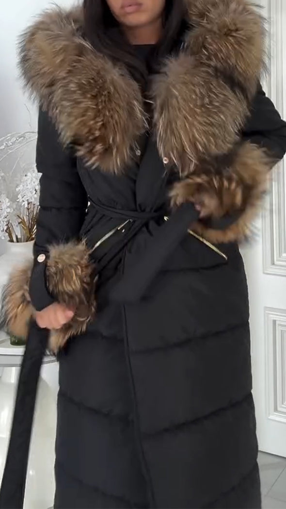 Women Fur Collar Splicing Temperament Casual Cotton Jacket