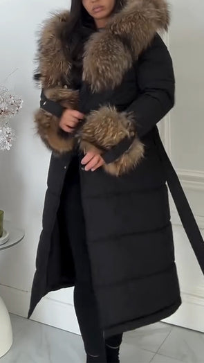 Women Fur Collar Splicing Temperament Casual Cotton Jacket