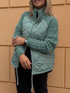 Women Stand-up Collar Diamond Spliced string Pattern Sweater Casual Coat