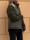 Women Stand-up Collar Diamond Spliced string Pattern Sweater Casual Coat