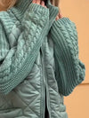 Women Stand-up Collar Diamond Spliced string Pattern Sweater Casual Coat