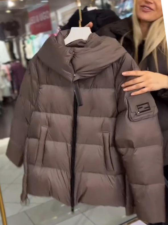 Women Hooded Splicing Casual Cotton Jacket
