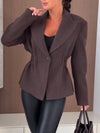 Women Lapel Waist-closing Solid Color Temperament Casual Jacket