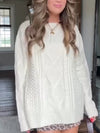 Women Round Neck Solid Color Knitted Sweater