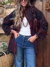 Women Printed Spliced Tassel Knitted Casual Cardigan