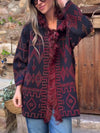 Women Printed Spliced Tassel Knitted Casual Cardigan