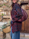 Women Printed Spliced Tassel Knitted Casual Cardigan