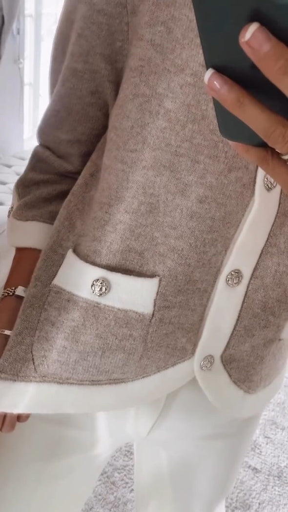 Womens Breasted Spliced Casual Cardigan
