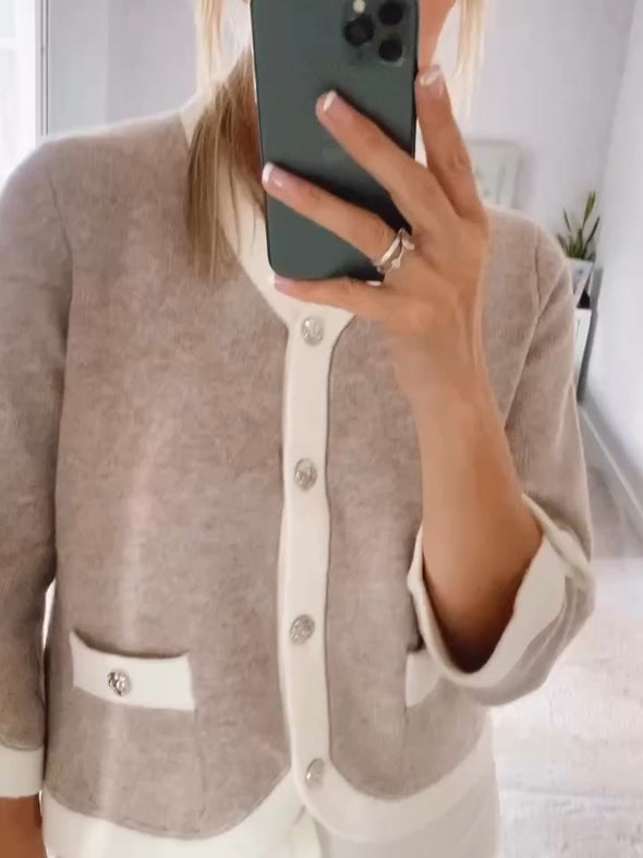 Womens Breasted Spliced Casual Cardigan