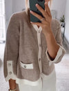 Womens Breasted Spliced Casual Cardigan
