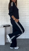 Women Lapel Vertical Striped Casual Suit