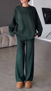 Womens Round Neck Solid Color Casual Suit