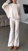 Womens Round Neck Solid Color Casual Suit