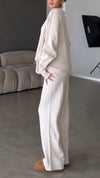 Womens Round Neck Solid Color Casual Suit