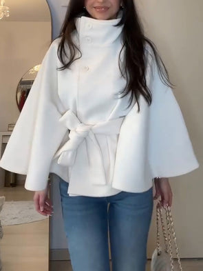 Women Stand-up Collar Elegant Solid Color Casual Coat