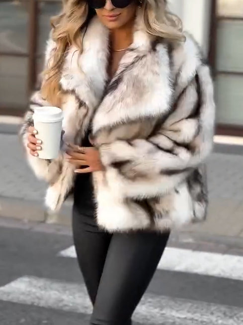 Womens Lapel Plush Casual Coat