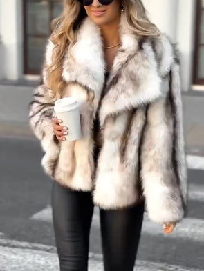 Womens Lapel Plush Casual Coat