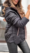 Women Hooded Patchwork Casual Coat