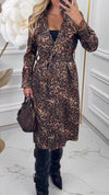 Womens Lapel Leopard Print Casual Coat