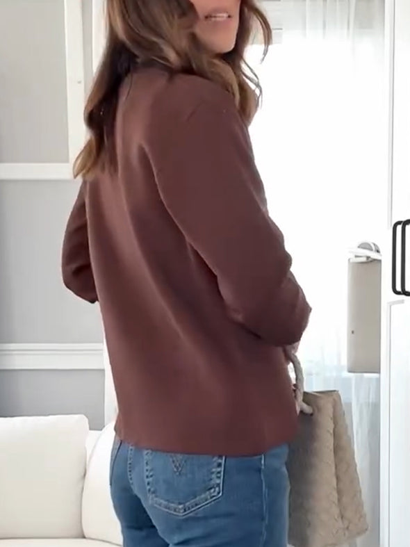 Womens V-neck Buttoned Casual Cardigan