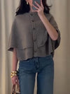 Womens Round Neck Button-down Knitted Casual Top
