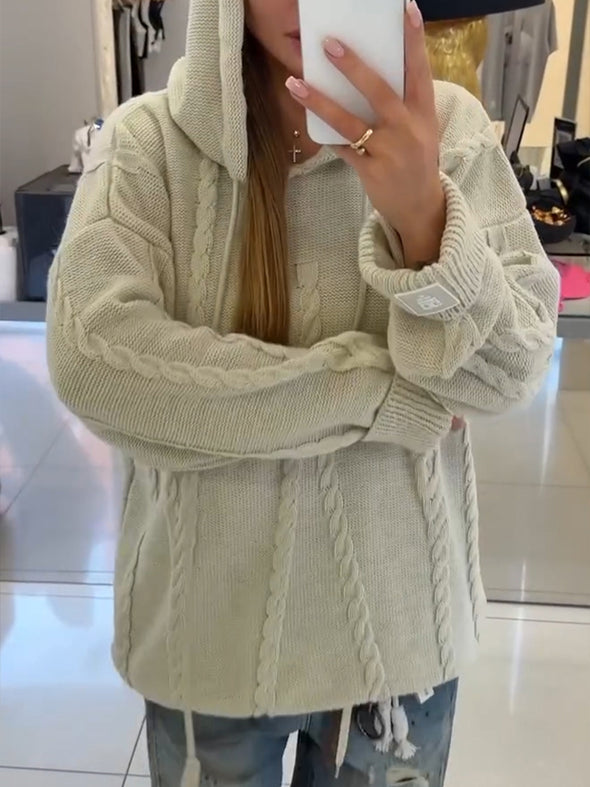 Women Hooded Knitted Casual Top