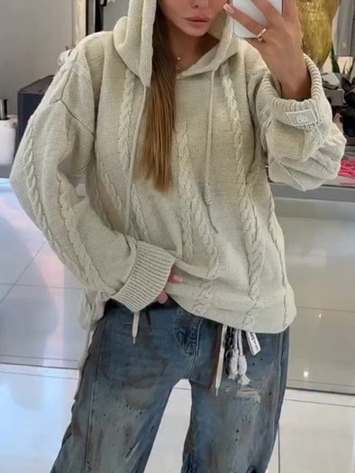 Women Hooded Knitted Casual Top