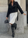 Classic Oversized Lapel Belted Tweed Short Jacket