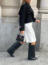Classic Oversized Lapel Belted Tweed Short Jacket