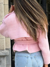 Classic Oversized Lapel Belted Tweed Short Jacket