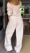 Women Round Neck Jacket + Pants Casual Suit