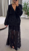 Women Plush Cardigan + Printed Skirt Casual Set