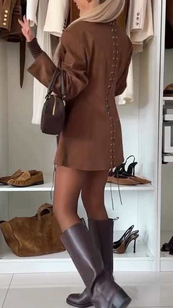 Womens Lapel Drawstring Temperament Casual Jacket