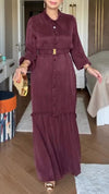 Ladies Lapel Buckle Splicing Casual Dress