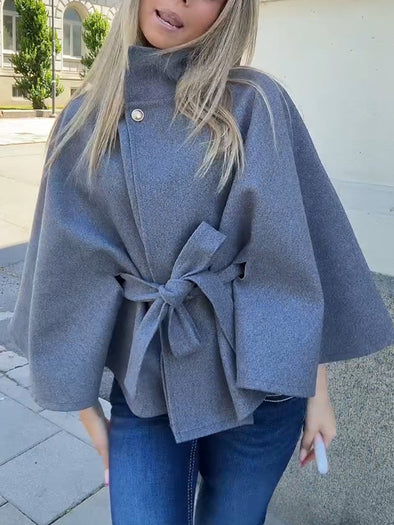 Women Stand-up Collar Elegant Casual Cape Coat