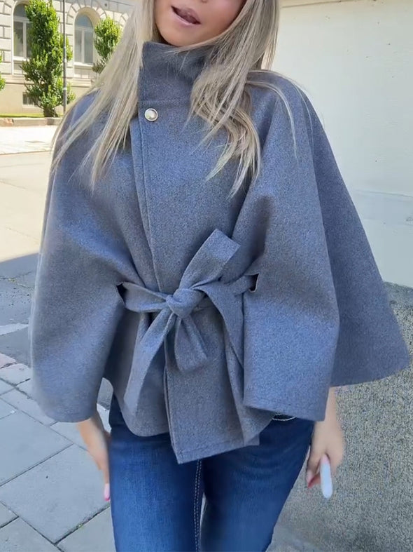Women Stand-up Collar Elegant Casual Cape Coat