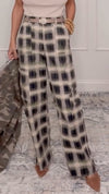 Women Plaid Print Casual Pants