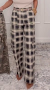 Women Plaid Print Casual Pants