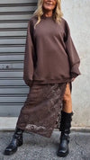 Women Suspender Printed Hollow Dress + Solid Color Top Casual Suit