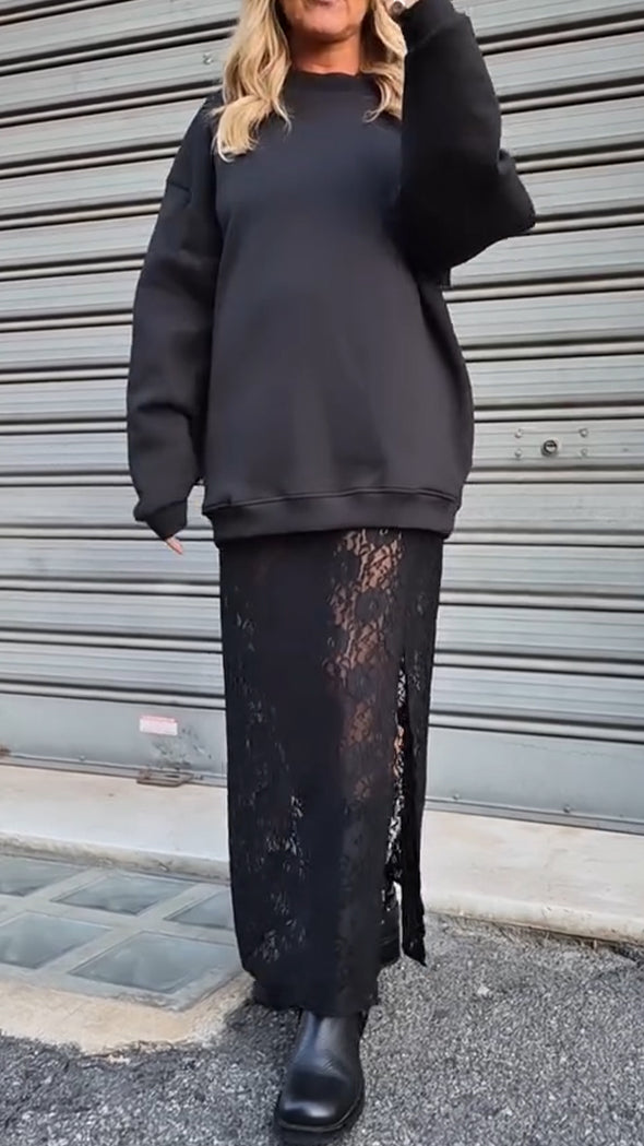 Women Suspender Printed Hollow Dress + Solid Color Top Casual Suit