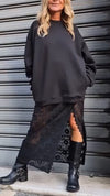 Women Suspender Printed Hollow Dress + Solid Color Top Casual Suit
