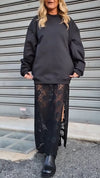 Women Suspender Printed Hollow Dress + Solid Color Top Casual Suit