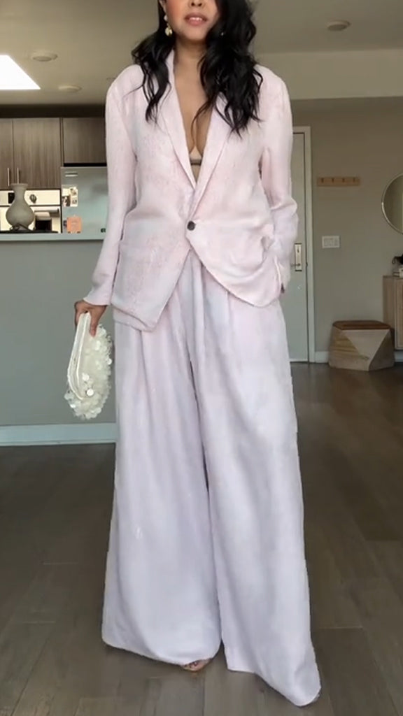 Women Lapel Jacket + Pants Solid Color Temperament Commuter Suit