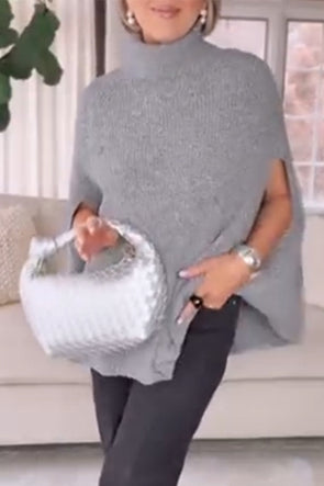 Women Turtleneck Hollow Sleeves Casual Sweater