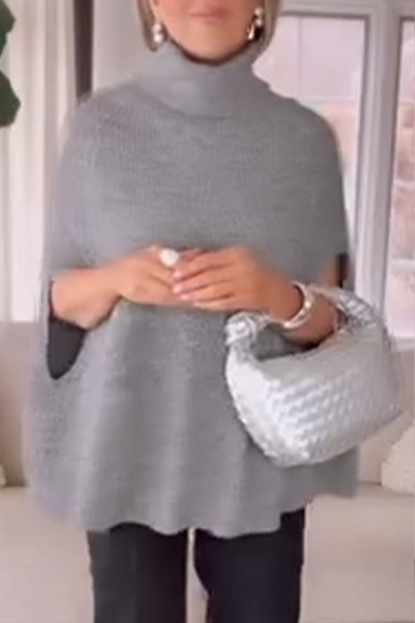 Women Turtleneck Hollow Sleeves Casual Sweater