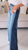 Womens Patchwork Contrast Casual Jeans