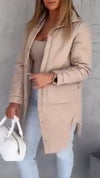 Womens Lapel Buttoned Casual Coat