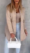 Womens Lapel Buttoned Casual Coat